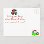 緑と赤のクリスマスファミリーフォトポストカード シーズンポストカード (裏面)