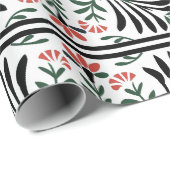 緑と赤のクリスマスフォークアート ラッピングペーパー (ロールコーナー)