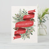 緑と赤のクリスマスフラワーグリーティングカード シーズンカード (スタンド正面)