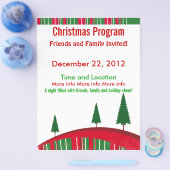 緑と赤のクリスマスプログラムフライヤー チラシ (シングル)