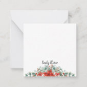 緑と赤のクリスマスホリデーカスタムネーム ノートカード (正面)