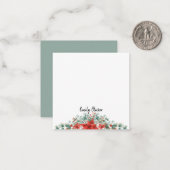 緑と赤のクリスマスホリデーカスタムネーム ノートカード (正面/裏面インサイチュ)