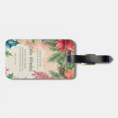 緑と赤のクリスマスポインセチアリースモノグラム ラゲッジタグ (裏面横)