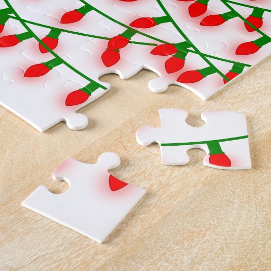 緑と赤のクリスマスライトイライラ ジグソーパズル (側面)