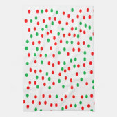 緑と赤のクリスマス水玉模様 キッチンタオル (縦)