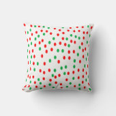 緑と赤のクリスマス水玉模様 クッション (正面)