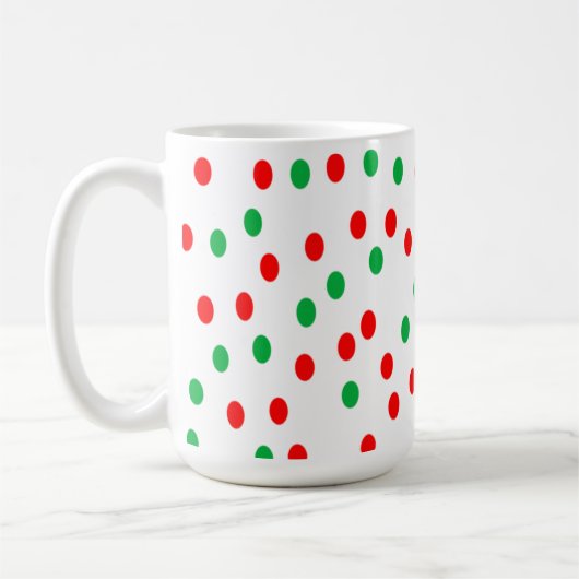 緑と赤のクリスマス水玉模様 コーヒーマグカップ (左)