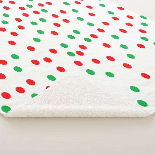 緑と赤のクリスマス水玉模様 シェルパブランケット (3/4)