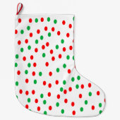 緑と赤のクリスマス水玉模様 ラージクリスマスストッキング (正面)