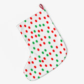 緑と赤のクリスマス水玉模様 ラージクリスマスストッキング (裏面 (吊り時))