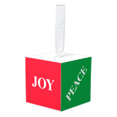 緑と赤のクリスマス キューブオーナメント (正面アングル)