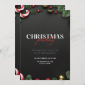 緑と赤のクリスマス パーティー への招待 招待状 (正面/裏面)