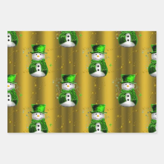 緑と赤のクリスマス ラッピングペーパーシート (正面3)