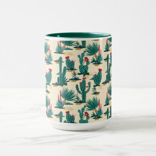 緑と赤のサボテンのパターン マグカップ (中央)