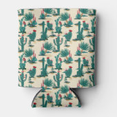 緑と赤のサボテンのパターン 缶クーラー (正面)