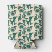 緑と赤のサボテンのパターン 缶クーラー (裏面)