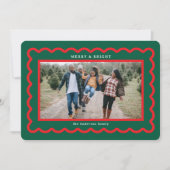 緑と赤のシンプルホタテの写真フレーム シーズンカード (正面)