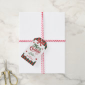緑と赤のストライプのメリークリスマス ギフトタグ (より糸付き)
