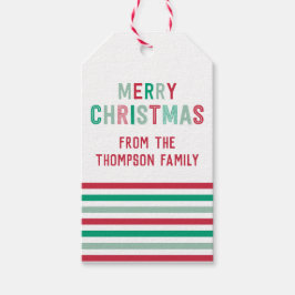 緑と赤のストライプクリスマスギフトタグ ギフトタグ