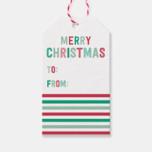 緑と赤のストライプクリスマスギフトタグ