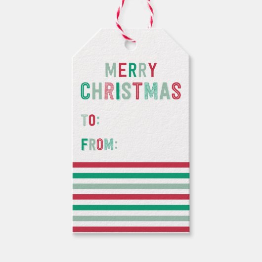 緑と赤のストライプクリスマスギフトタグ ギフトタグ (正面)