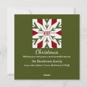 緑と赤のスノーフレークとメリー文字 シーズンカード (裏面)