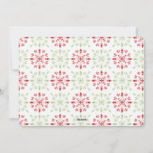 緑と赤のスノーフレーク両面フォトカード シーズンカード (裏面)