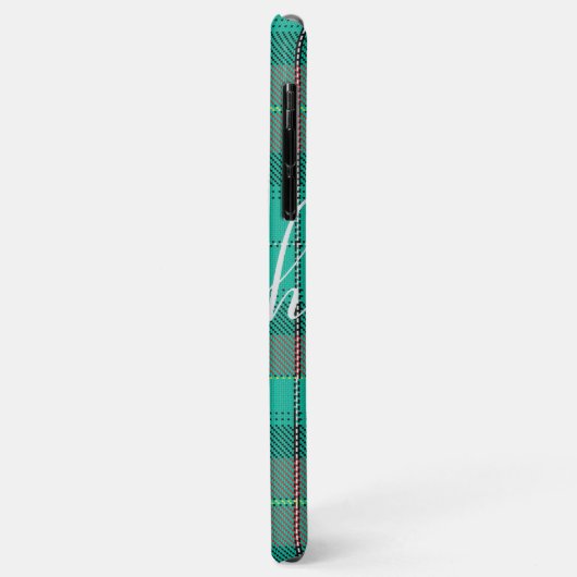 緑と赤のタータンチェック市松模様にモノグラム名 Case-Mate iPhoneケース (裏面/左)