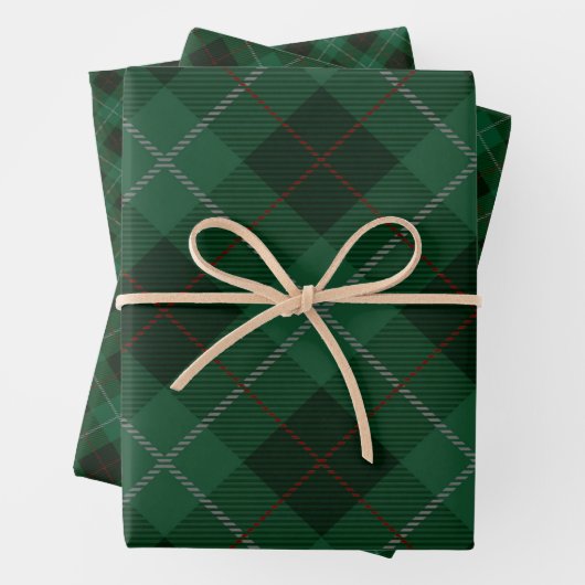 緑と赤のタータンチェック格子模様クリスマス ラッピングペーパーシート (インサイチュ)