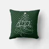 緑と赤のタータンチェック格子模様メリークリスマス クッション (裏面)