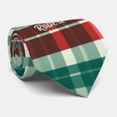 緑と赤のチェック柄のクリスマス ネクタイ (ロール)