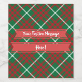 緑と赤のチェック ワインラベル (シングルラベル)