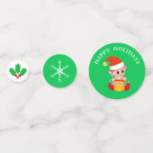 緑と赤のテーブル紙吹雪の可愛いクリスマス小妖精や小人 コンフェッティ (裏面)