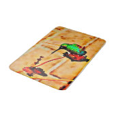 緑と赤のハチドリ バスマット (アングル)