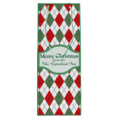 緑と赤のパタアーガイルーンパーソナライズされた ワインギフトバッグ (裏面)