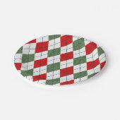 緑と赤のパタアーガイルーン ペーパープレート (アングル)