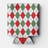 緑と赤のパタアーガイルーン 缶クーラー (正面)