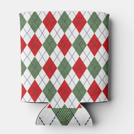 緑と赤のパタアーガイルーン 缶クーラー (裏面)