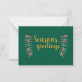 緑と赤のファミリーフォトカード ノートカード (裏面)