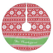 緑と赤のフェアアイルモノグラム ブラッシュドポリエステルツリースカート (正面)