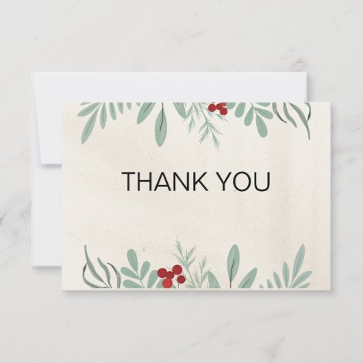 緑と赤のフェスティバルクリスマスサンキューカード サンキューカード (正面)