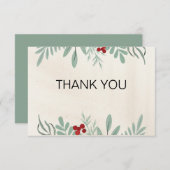 緑と赤のフェスティバルクリスマスサンキューカード サンキューカード (正面/裏面)