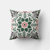 緑と赤のフォークアートクリスマス クッション (裏面)