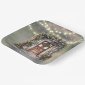 緑と赤のベリードア飾ライトクリスマス ペーパープレート (傾斜あり)