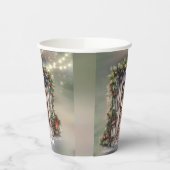 緑と赤のベリーライトド飾アードクリスマス 紙コップ (左)