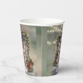 緑と赤のベリーライトド飾アードクリスマス 紙コップ (右)