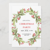 緑と赤のホリデーシーズンリースのクリスマスパーティー シーズンカード (正面/裏面)