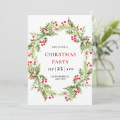 緑と赤のホリデーシーズンリースのクリスマスパーティー シーズンカード (スタンド正面)