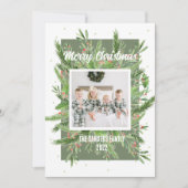 緑と赤のホリーソフトと軽いクリスマスカード シーズンカード (正面)