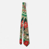 緑と赤のポインセチアのクリスマス ネクタイ (裏面)